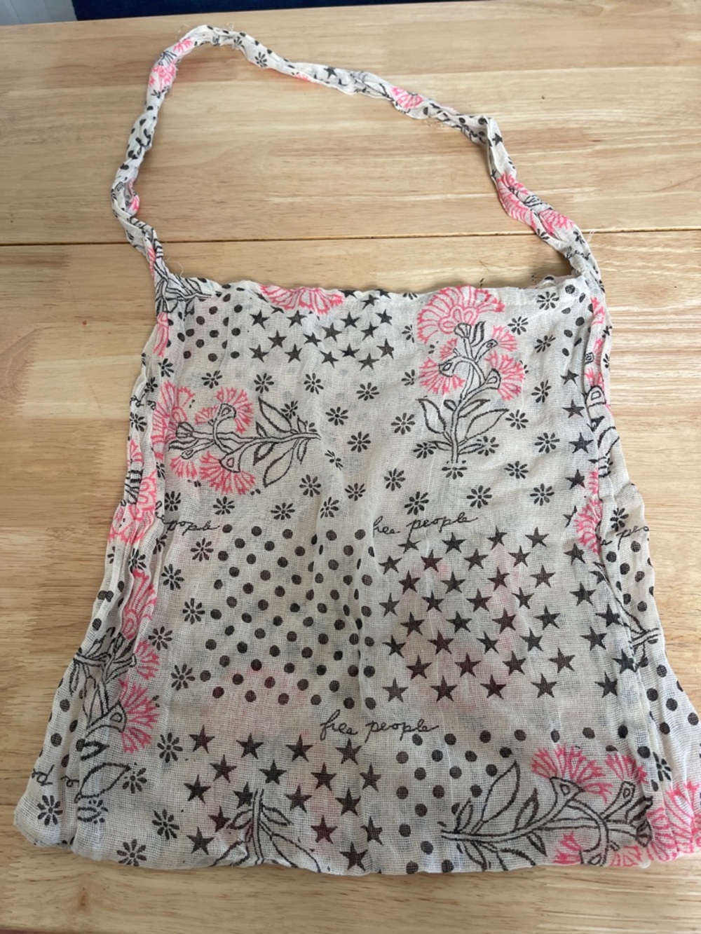 Free People Lightweight Floral & Star Print Tank Top in Cream and Pink